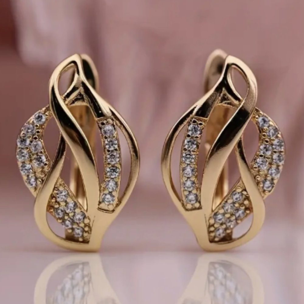 18k Gold Plated Water Drop Diamond Earrings